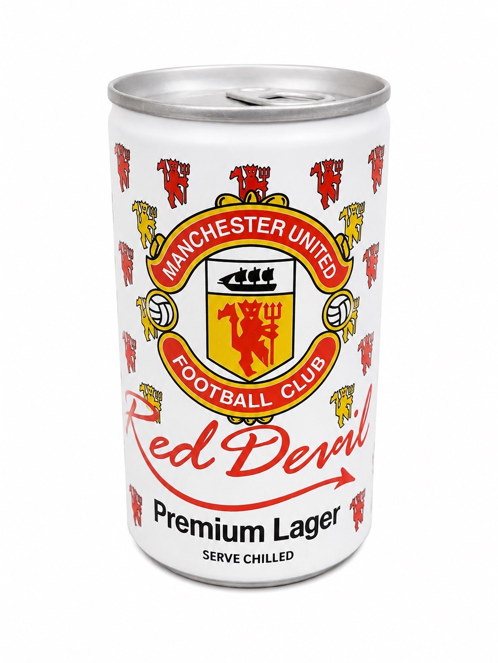 Vintage Manchester United Red Devil Lager Can 1987 Soccer Collectible